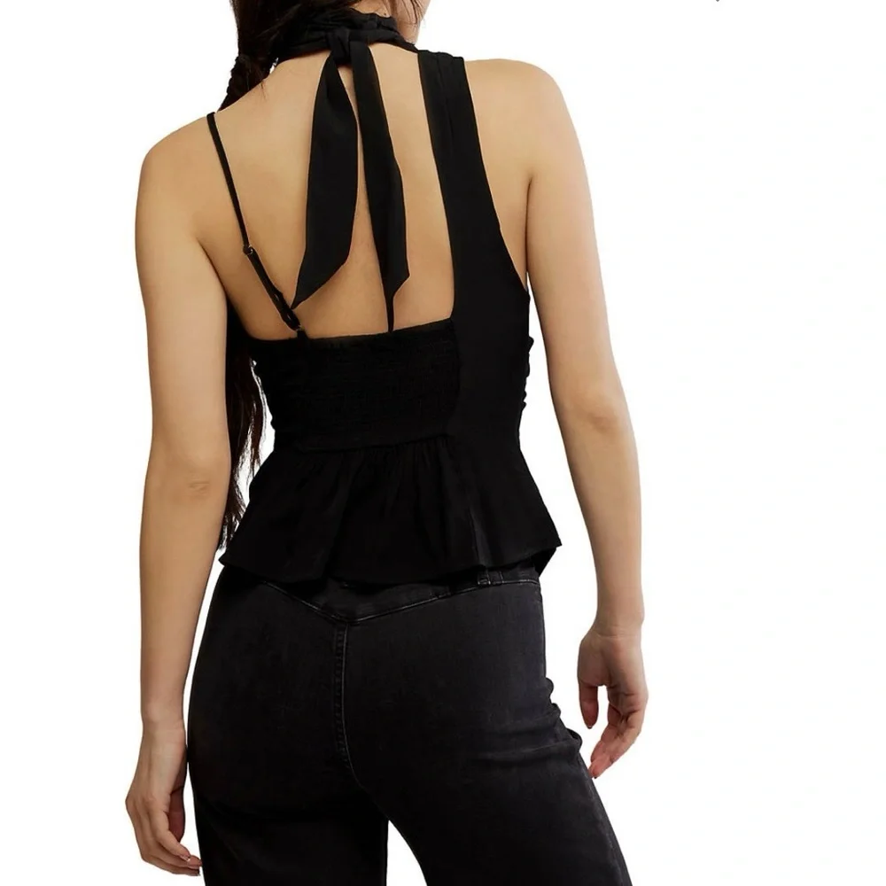 Free People True To You Black Asymmetric Tank